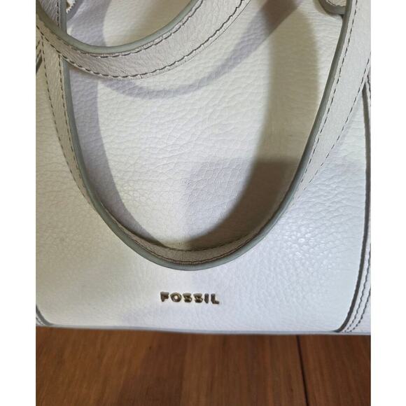 Fossil Jenna Tote Shoulder Bag White Pebble Leather  Large In Size Super Nice! - Picture 2 of 11